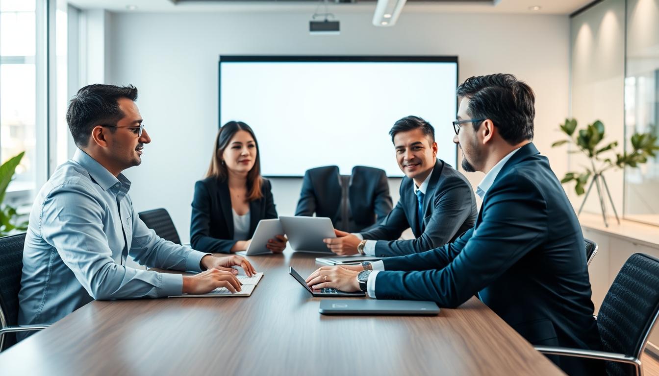 Business software development team collaboration